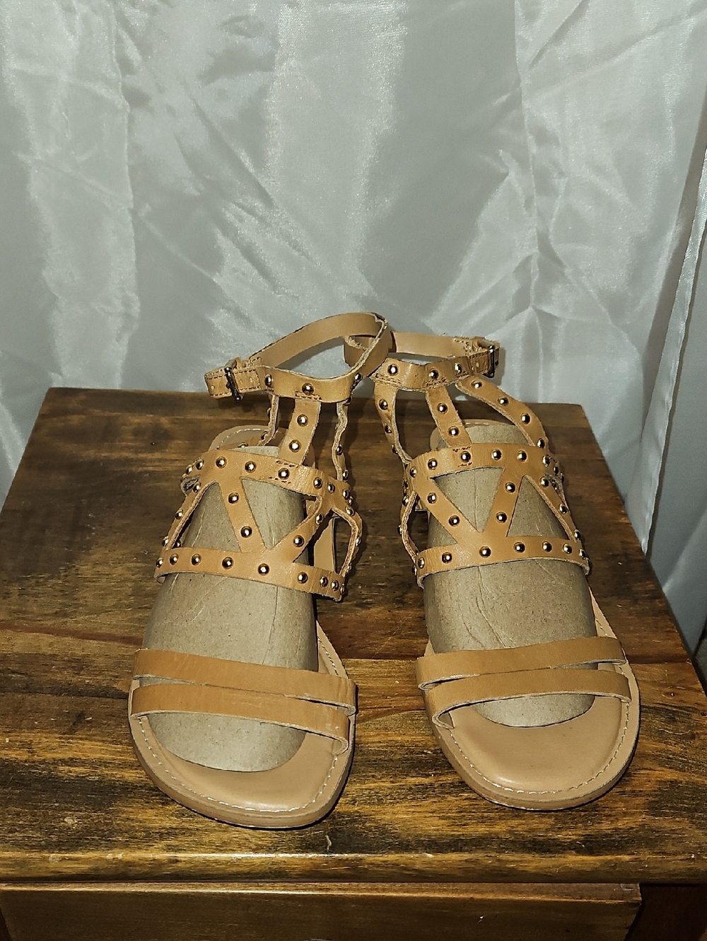Franco Sarto Tan Studded Gladiator Sandals - Women Sz 9.5